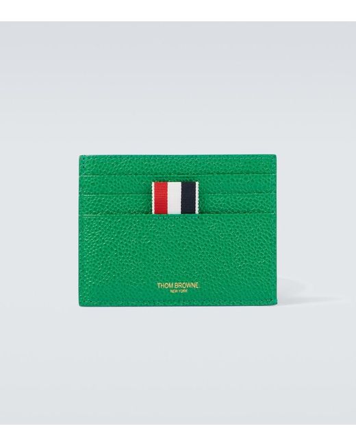 Thom Browne Green Leather Card Holder for men