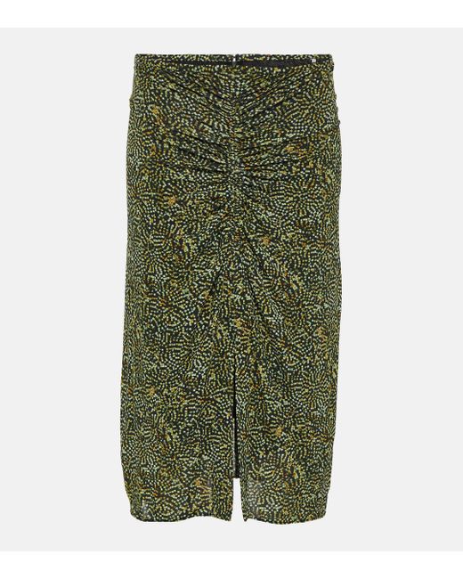 Isabel Marant Green Draped Jersey Midi Skirt