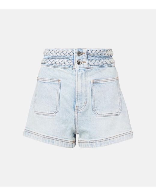 Veronica Beard Blue Elijah High-Rise Denim Shorts