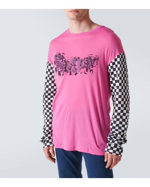 ERL Pink Printed Cotton Jersey Top for men