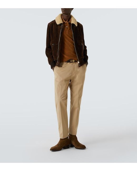 Tom Ford Brown Cotton-Blend Terry Polo Shirt for men