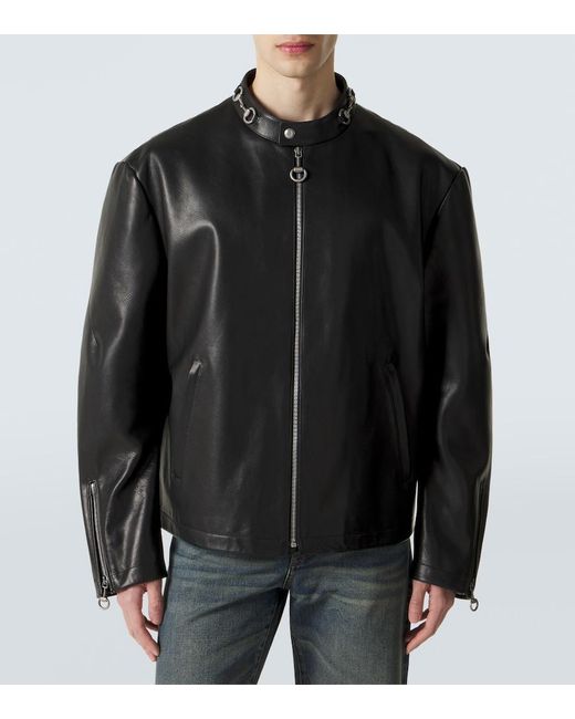 Gucci Black Horsebit Leather Jacket for men