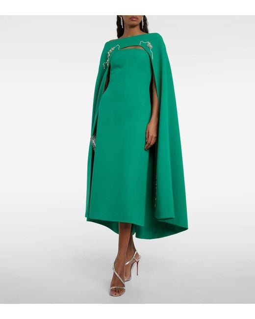 Vestido Rowan Manorel con capa y adornos Safiyaa de color Green