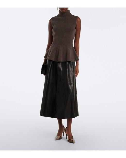 Nour Hammour Black Lenley Leather Skirt
