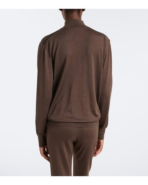 Tod's Brown Cashmere And Silk Half-Zip Sweater