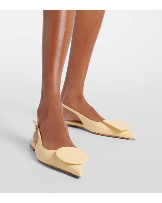 Jacquemus Natural Les Slingbacks Duelo Plates Leather Slingback Flats