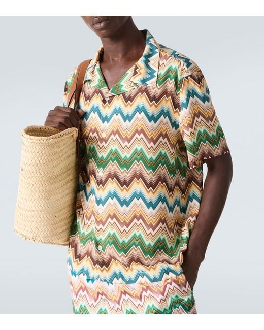 Missoni Green Zigzag Bowling Shirt for men