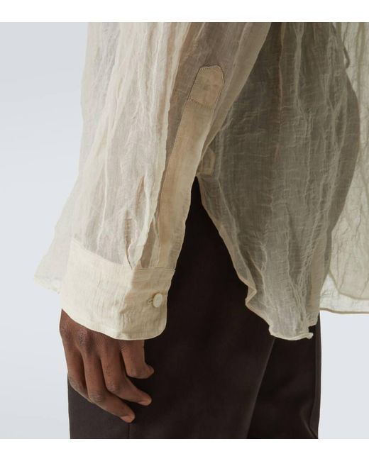 Camisa De Lame De Mezcla De Algodon Y Seda Dries Van Noten de hombre de color White