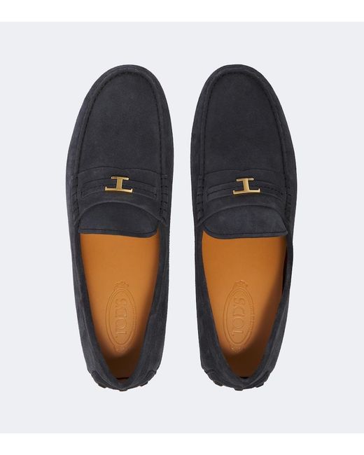 Tod's Blue Gommino Suede Driving Shoes for men