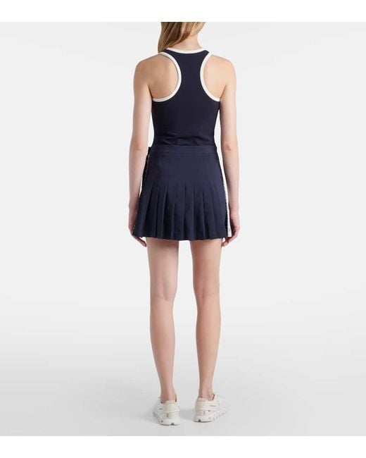 Tory Burch Blue Pleated Twill Tennis Skirt