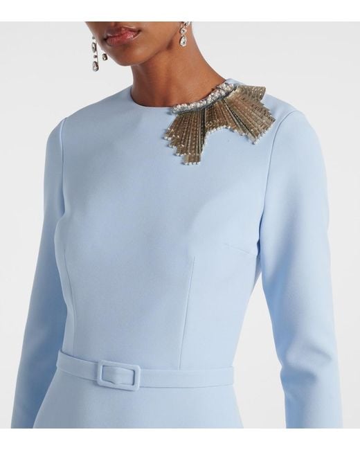 Safiyaa Blue Verzierte Robe Aus Crepe