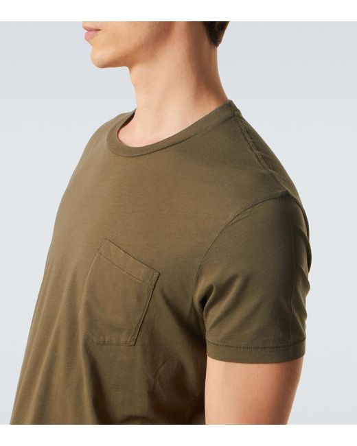 Tom Ford Green Cotton And Silk T-Shirt for men