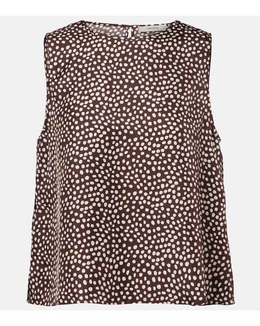 Asceno Brown Sofia Silk Twill Top