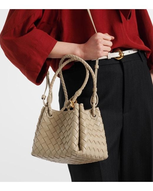 Bottega Veneta Natural Parachute Small Intrecciato Leather Tote Bag