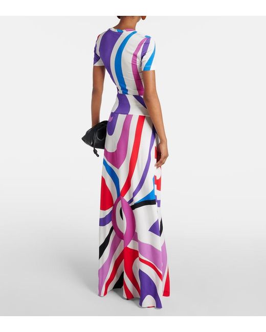 Emilio Pucci Red Marmo Jersey Maxi Skirt