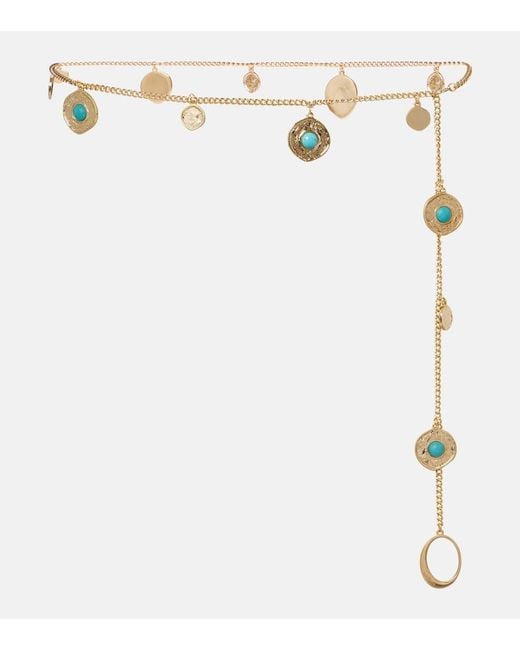 Oseree White Embellished Chain Belt