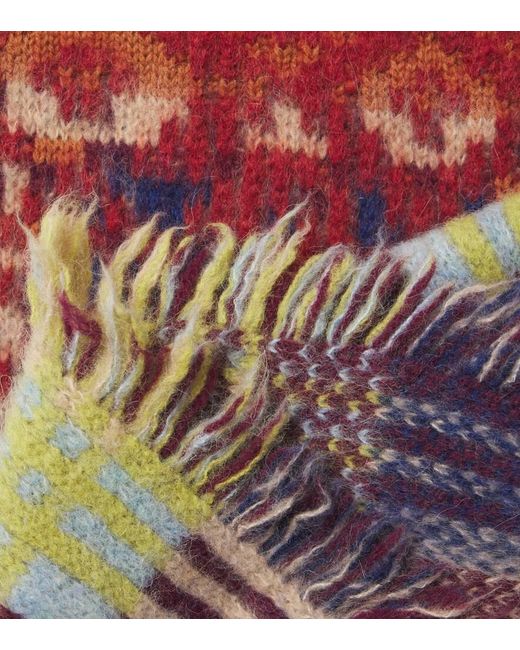 Dries Van Noten Multicolor Checked Fringed Wool And Alpaca-Blend Scarf