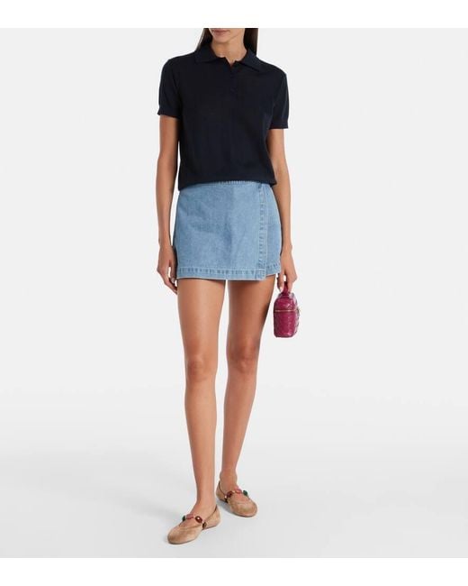 Veronica Beard Blue Diaz Denim Skort