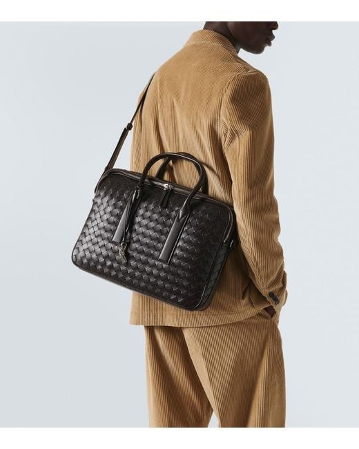 Bottega Veneta Black Getaway Intrecciato Leather Briefcase for men