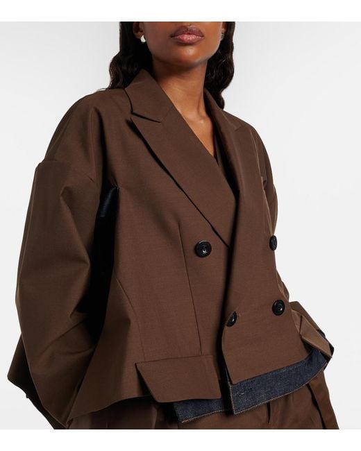 Sacai Brown Denim-Trimmed Jacket