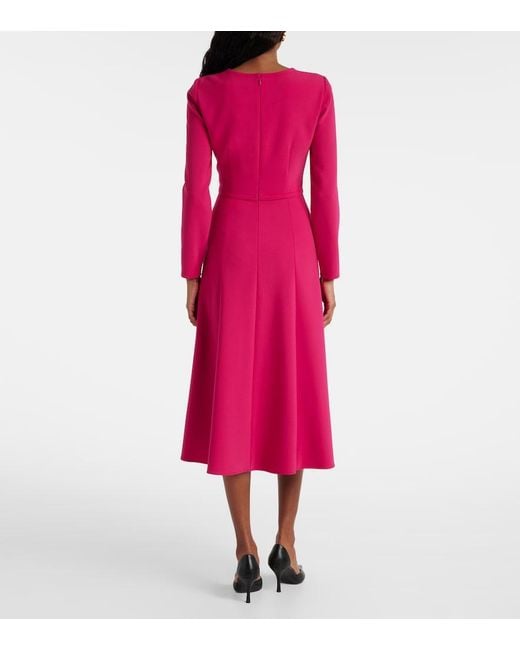 Carolina Herrera Pink Bow-Detail Crepe Midi Dress