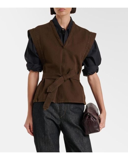 Lemaire Brown Belted Cotton Twill Top
