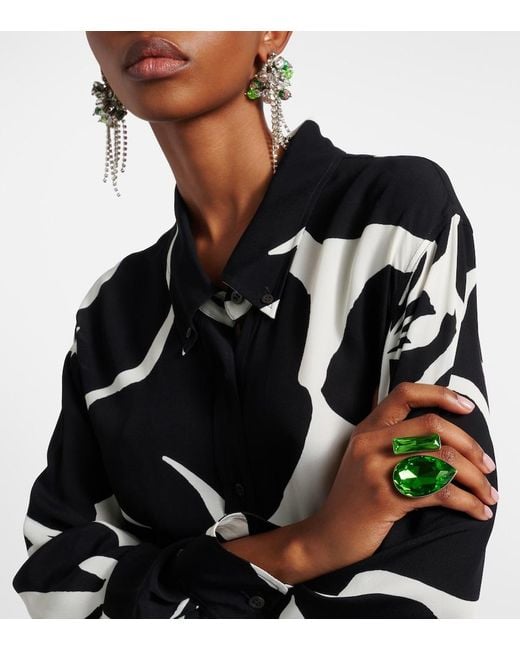 Dries Van Noten Green Embellished Ring