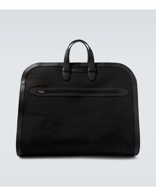 Brioni Black Leather-Trimmed Garment Bag for men