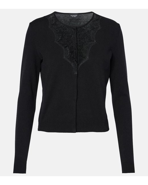 Giambattista Valli Black Lace-Trimmed Viscose Cardigan