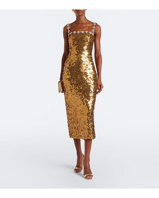Rachel Gilbert Metallic Karter Sequined Cocktail Dress