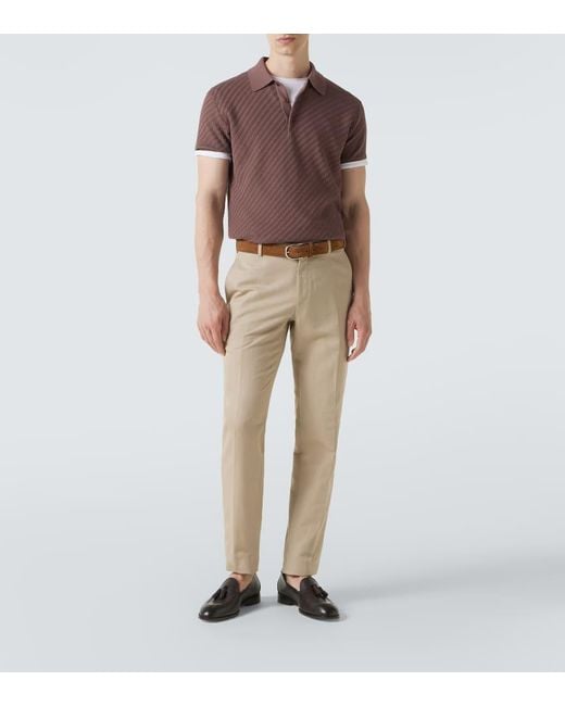Brioni Purple Cotton, Silk, And Cashmere Polo Shirt for men