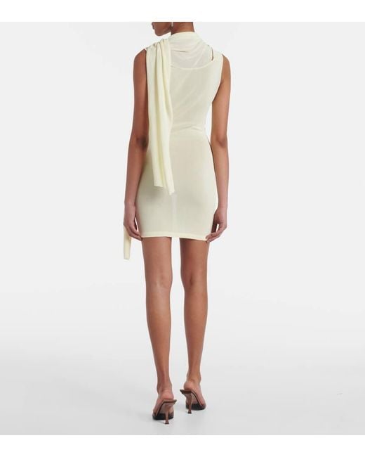 AYA MUSE Natural Draped Scarf-Detail Minidress