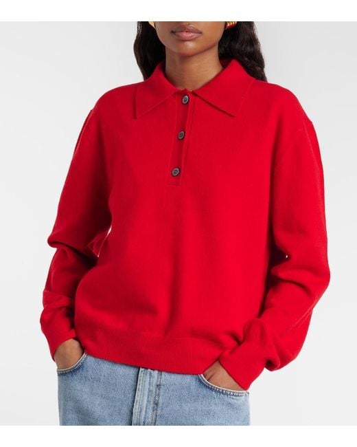Rohe Red Wool And Cashmere Polo Sweater