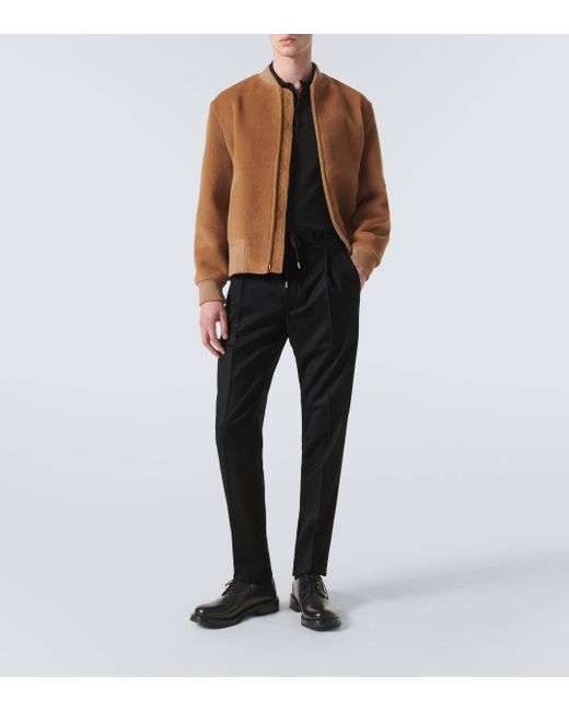 Lardini Black Wool And Cashmere-blend Slim Pants for men