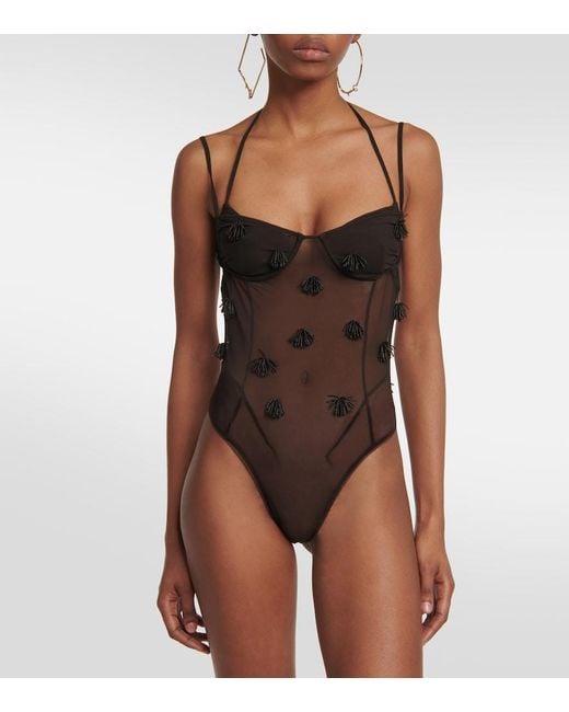 Jacquemus Brown Applique Mesh Bodysuit