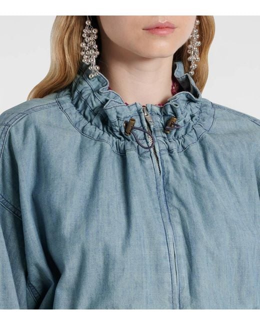 Isabel Marant Blue Plume Chambray Bomber Jacket