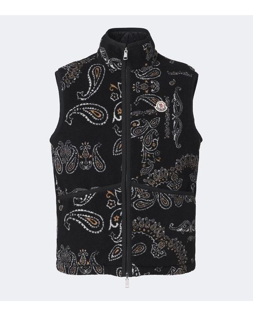 Moncler Black Reversible Paisley Vest for men