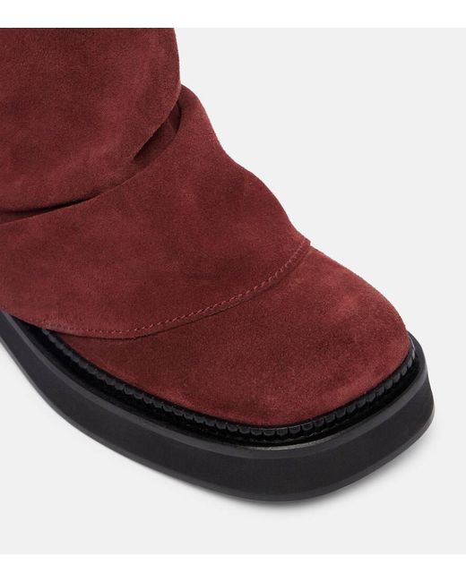 The Attico Red Mini Robin Suede Combat Boots