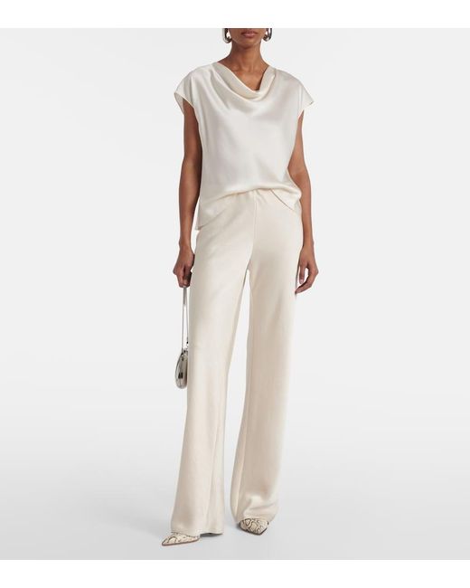 Vince White Weite High-Rise-Hose Aus Satin