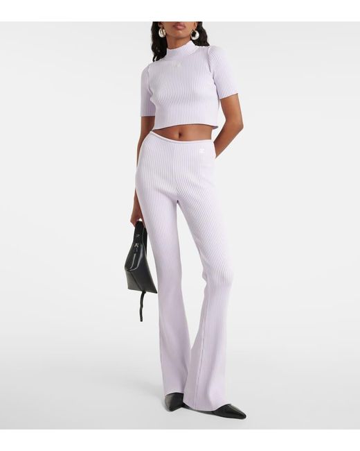 Pantaloni flared Reedition a coste di Courreges in White