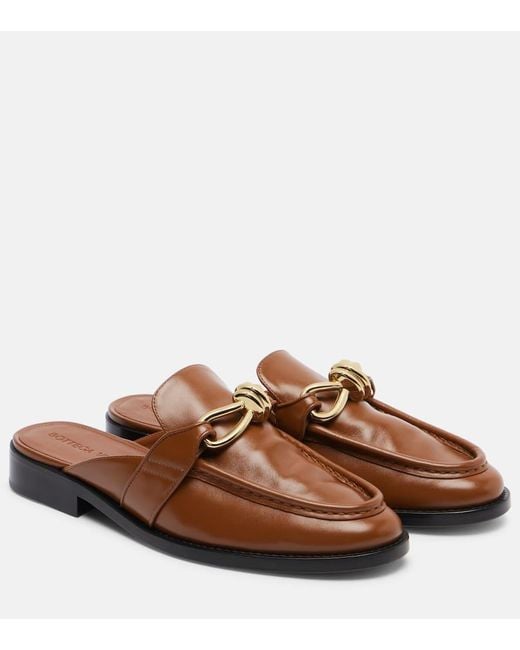 Bottega Veneta Brown Astaire Knot Leather Mules