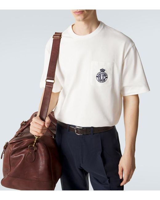 Ralph Lauren White Embroidered Cotton-Blend Jersey T-Shirt for men