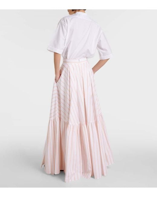 Falda midi de algodon plisada Plan C de color Pink