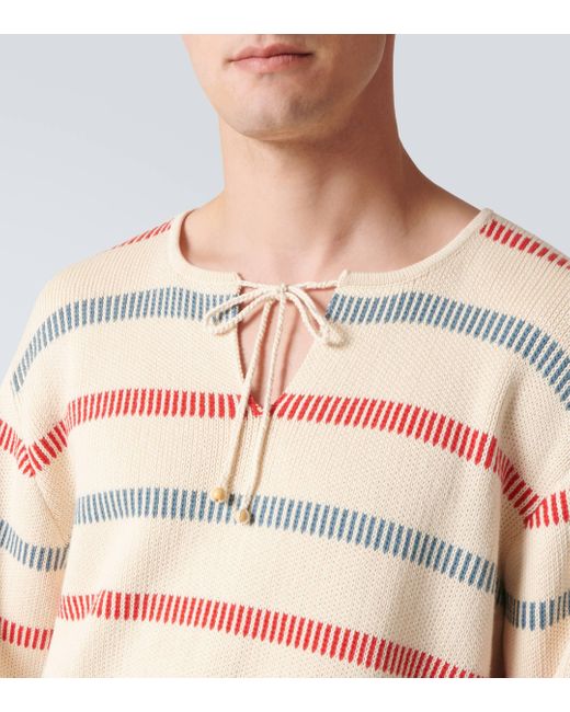 Bode Pink Bay Stripe Cotton Sweater for men