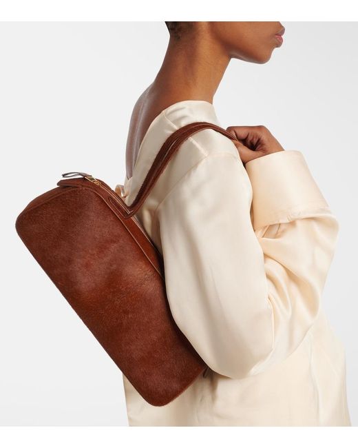 Khaite Brown Simona Calf Hair Shoulder Bag