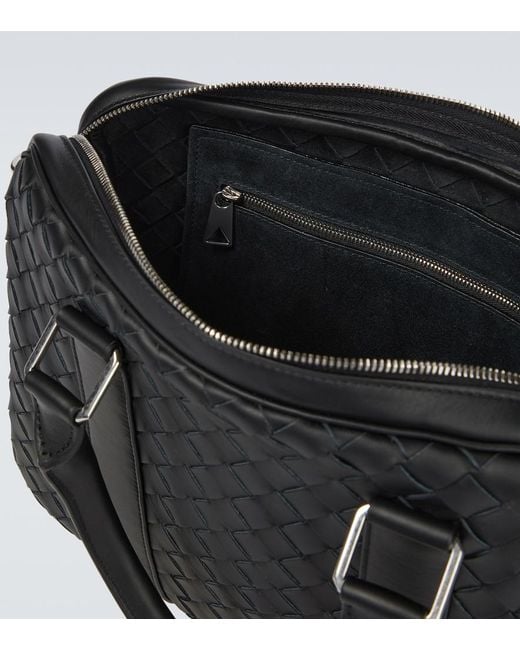 Bottega Veneta Black Intrecciato Leather Briefcase for men