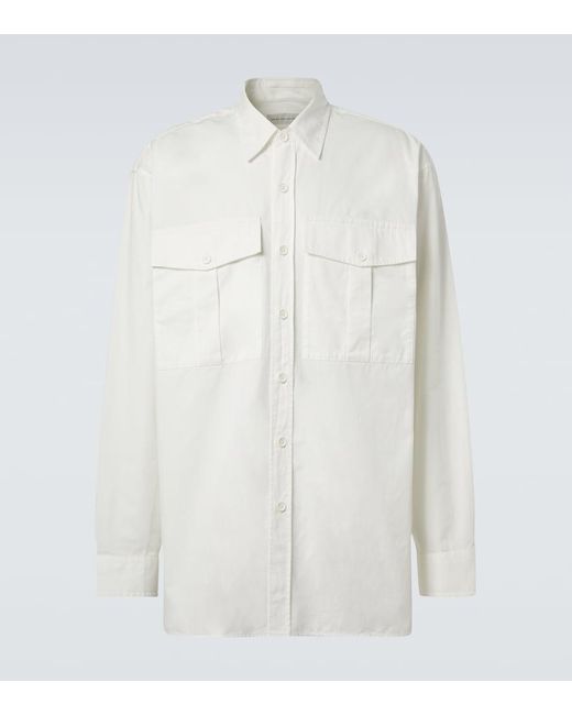 Dries Van Noten White Oversized Cotton Twill Shirt for men