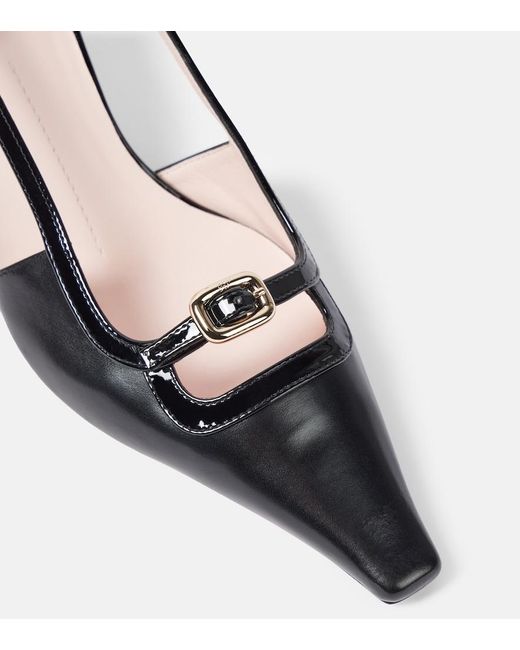 Roger Vivier Black Viv' Canard 55 Leather Slingback Pumps
