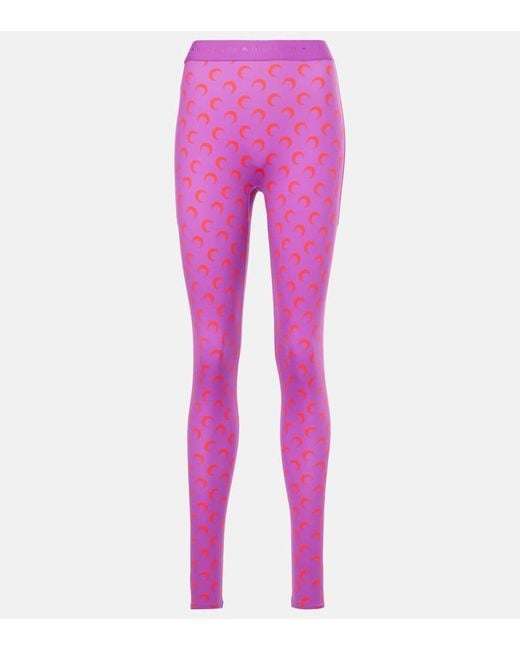 MARINE SERRE Pink Moon Printed Leggings