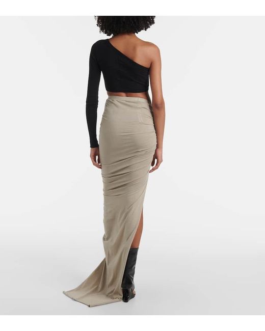 Falda Larga De Algodon Fruncida Rick Owens de color White